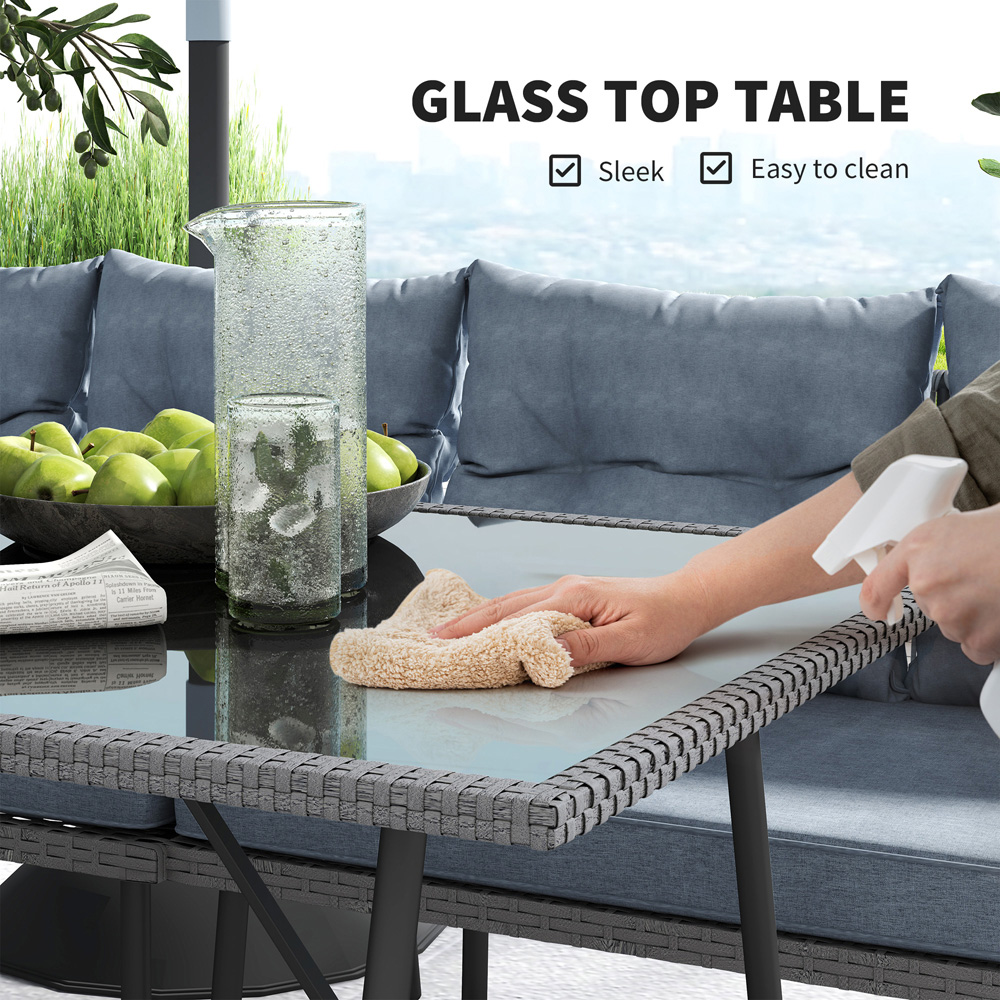 Outsunny 9 Seater Charcoal Grey Sectional Outdoor Furniture Set Image 7