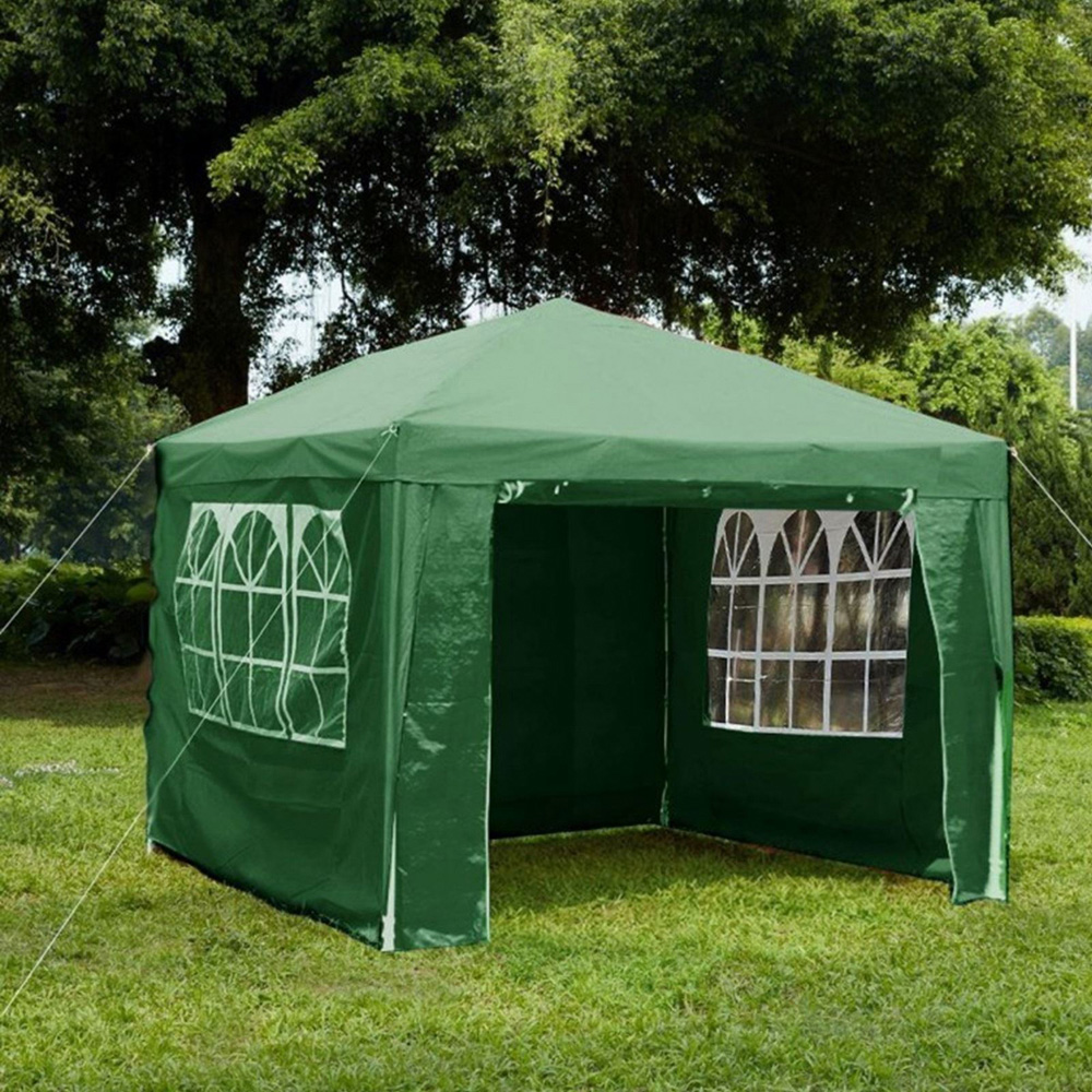 Gr8 Garden 3 x 3m Green PE Gazebo with Sides Image 1