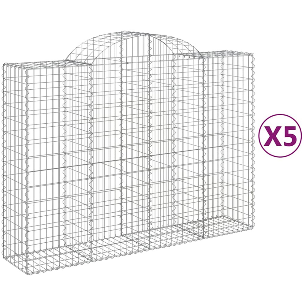 vidaXL Silver Galvanised Iron Arched Gabion Basket 200 x 50 x 140/160cm 5 Pack Image 4