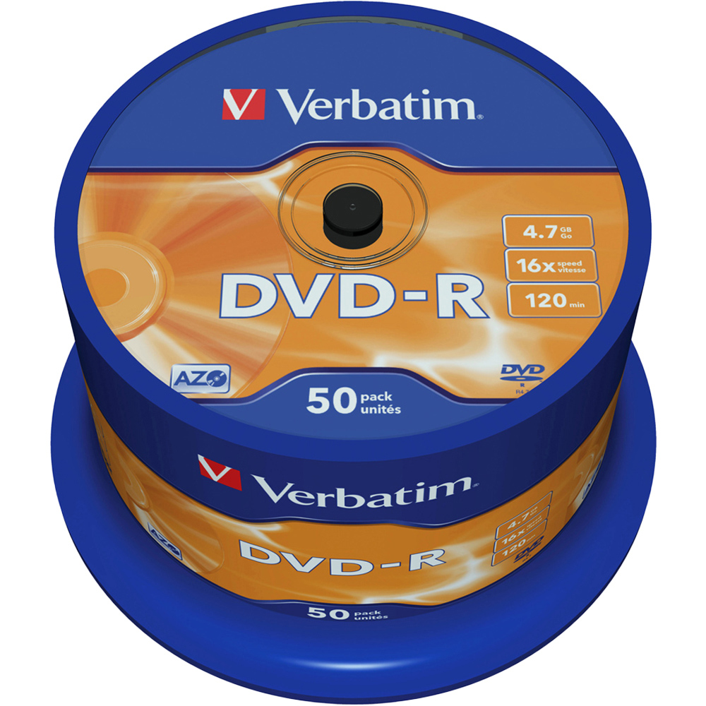 Verbatim 4.7GB 16X DVD-R 50 Pack Spindle Image 1