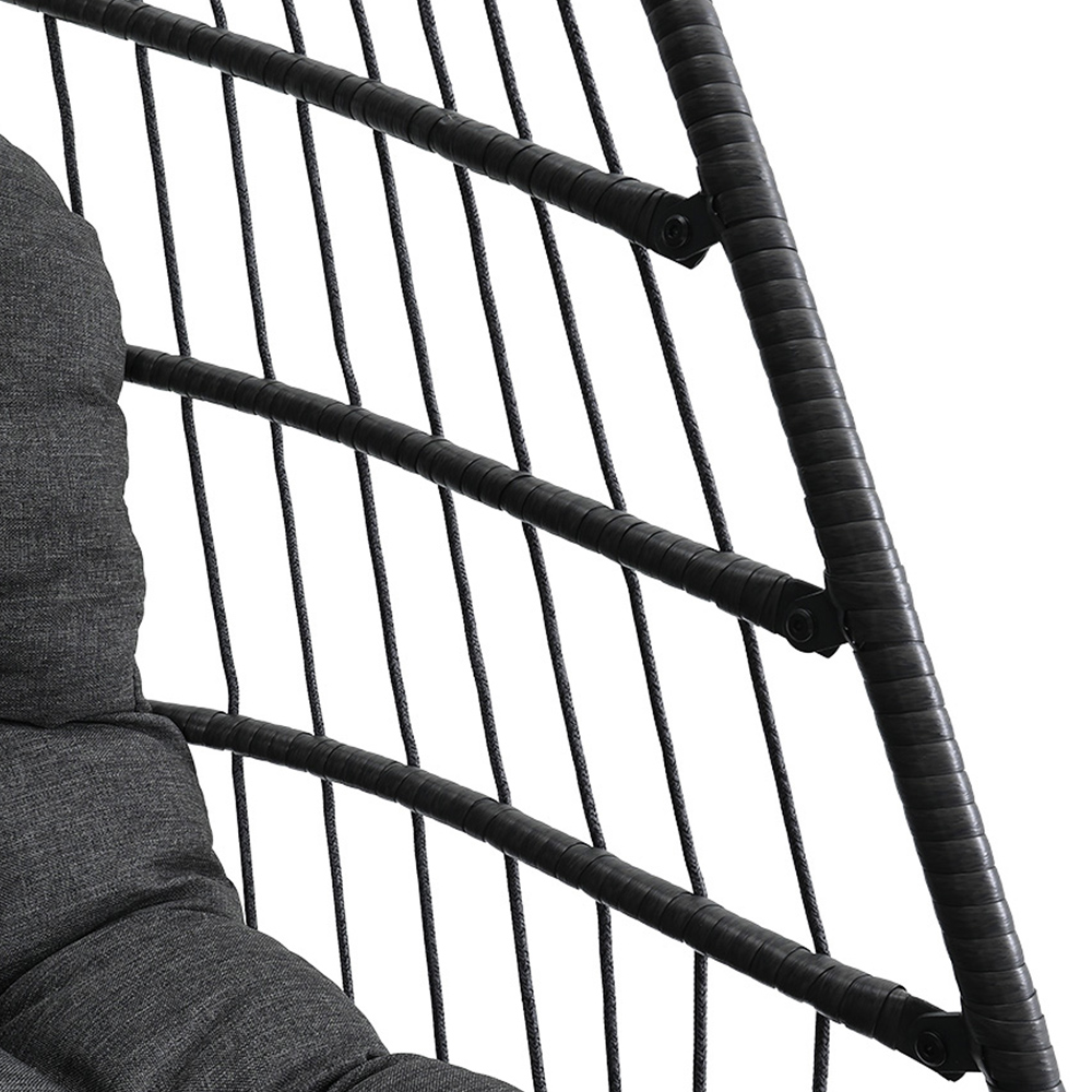 Living and Home Grey Rattan Hanging Egg Chair with Cushion Image 8