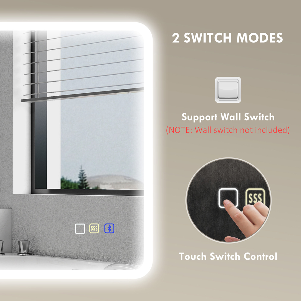 HOMCOM Frameless LED Bathroom Mirror 60 x 80cm Image 3