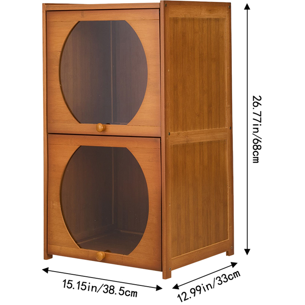 Living and Home 2 Acrylic Door Brown Bamboo Bookcase Image 9