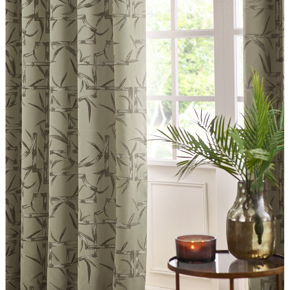 Paoletti Bamboo Champagne Fully Lined Jacquard Eyelet Curtains 117 x 137cm Image 4