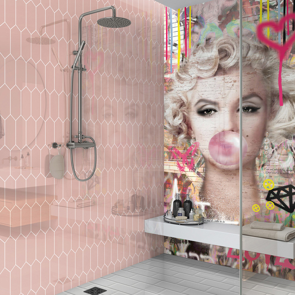 Splashbax Premium Artisan Marilyn Bubblegum Di Bond Shower Panel 2400 x 900mm Image 3