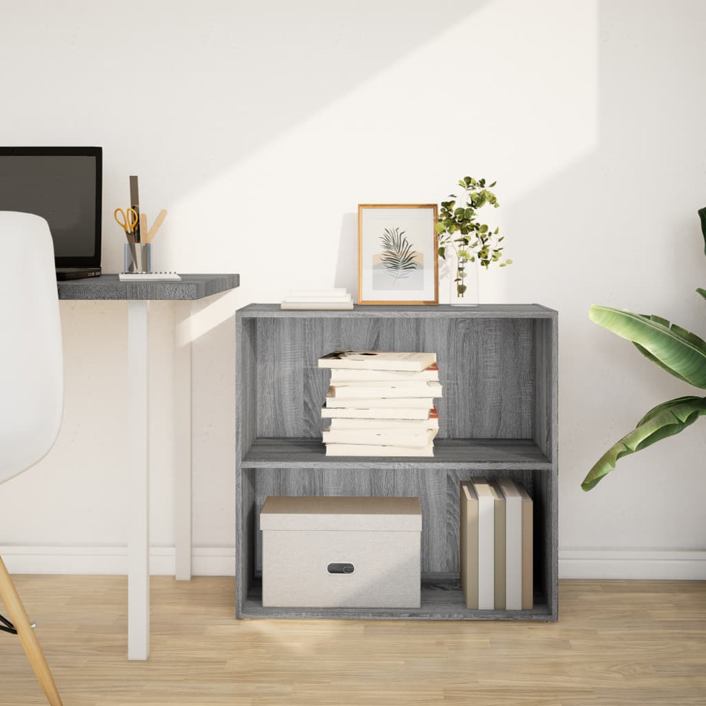 vidaXL 2 Shelf Grey Sonoma Bookcase Image 8
