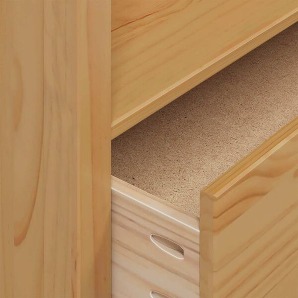 vidaXL Hill 2 Drawer Honey Brown Solid Pine Wood Open Wardrobe Image 5
