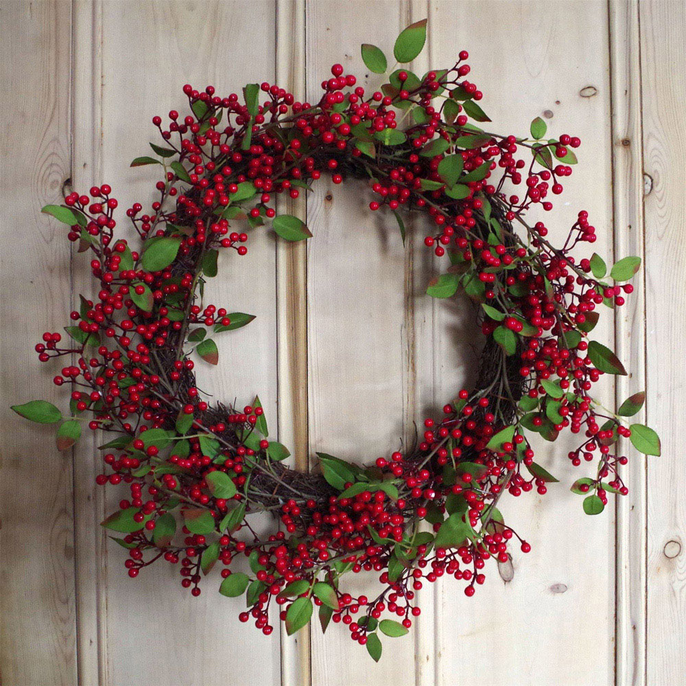 Botanik Natural Look Floristry Artificial Christmas Wreath with Red Berry 60cm Image 2