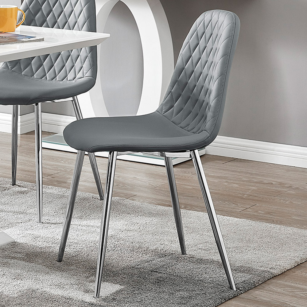 Furniturebox Molini Solara 6 Seater Dining Set White Gloss Elephant Grey and Chrome Image 3