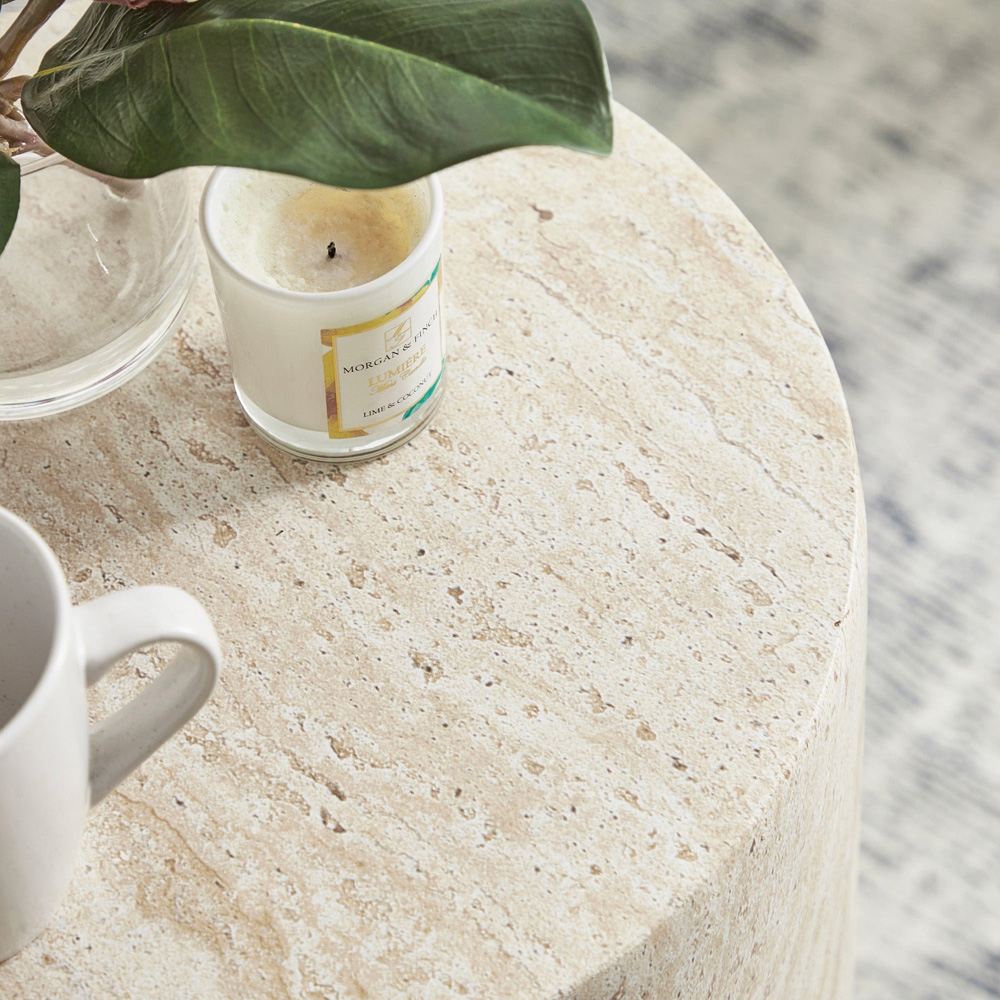 Desser Pisa Travertine Effect Tall Side Table Image 4