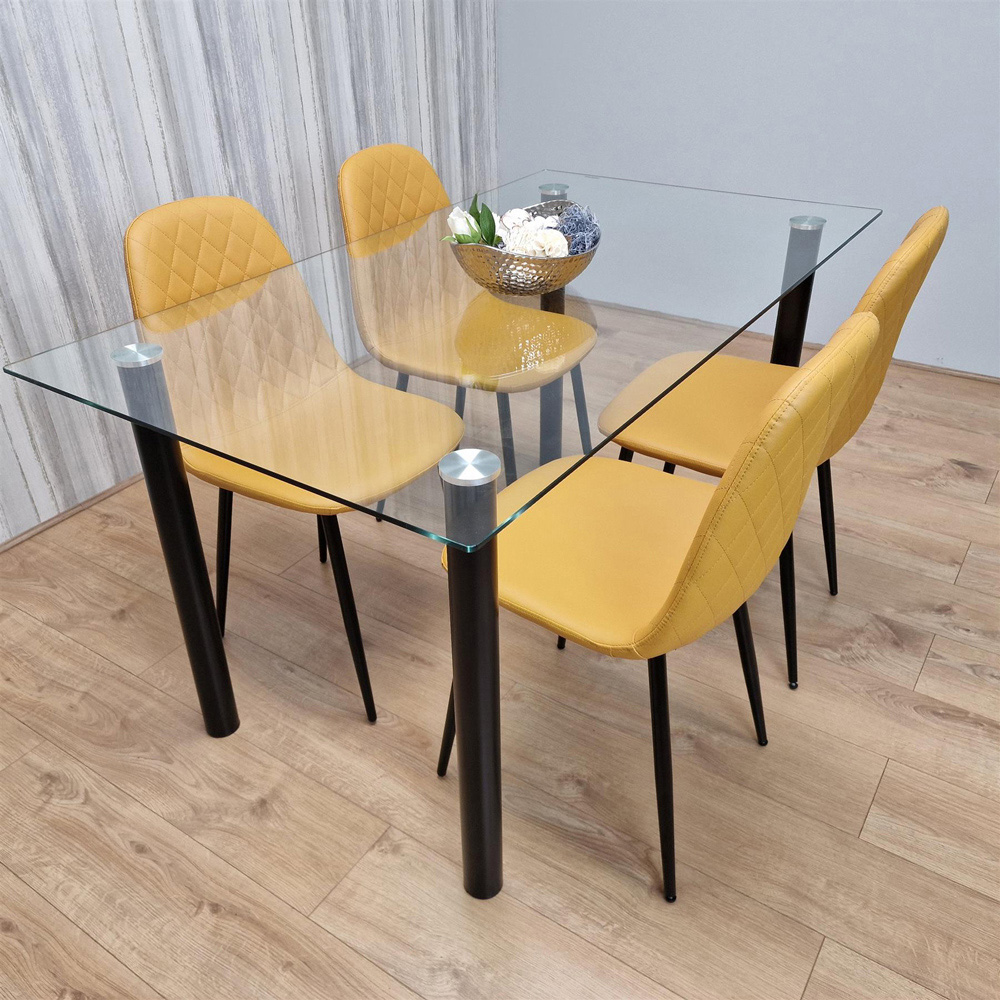 Portland 4 Seater Dining Set Mustard Image 2