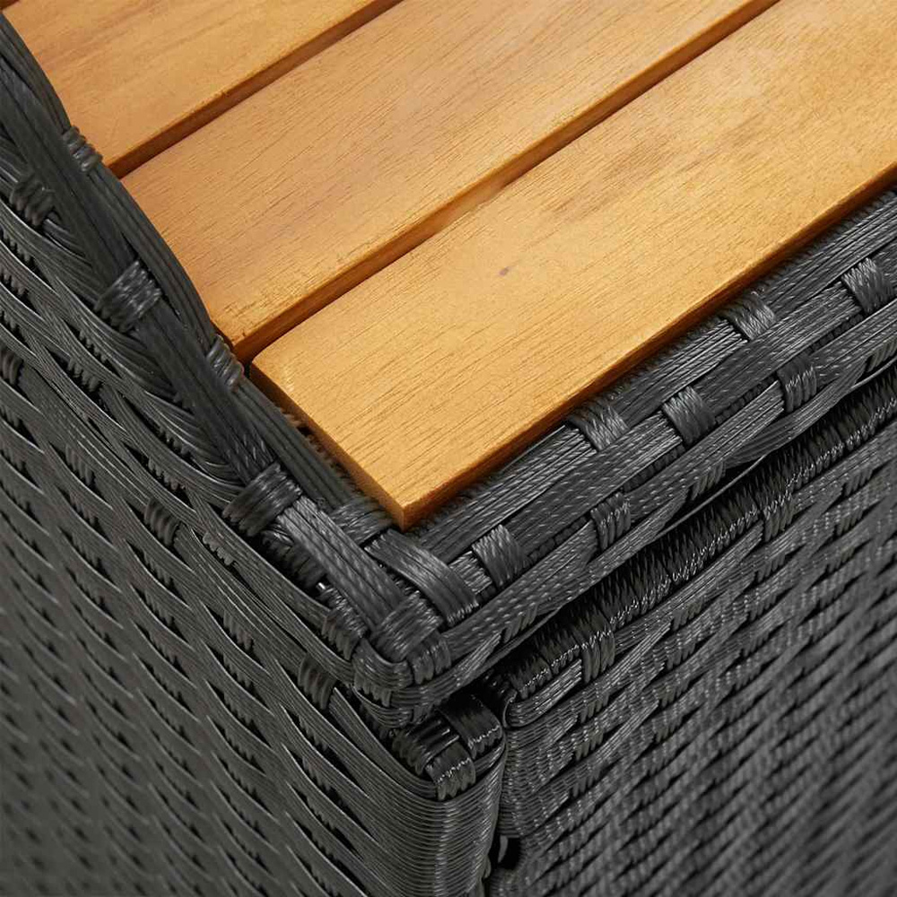 vidaXL Black Poly Rattan Garden Storage Bench 120 x 50 x 50cm Image 5