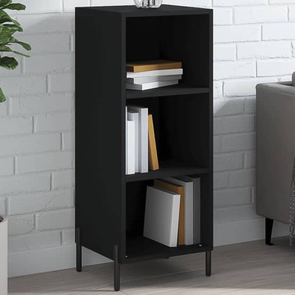 vidaXL 3 Shelf Black Wooden Sideboard Image 1