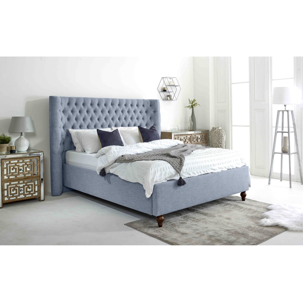 Eleganza Dinah Double Dawn Grampian Fabric Bed Frame with Winged Headboard Image 7