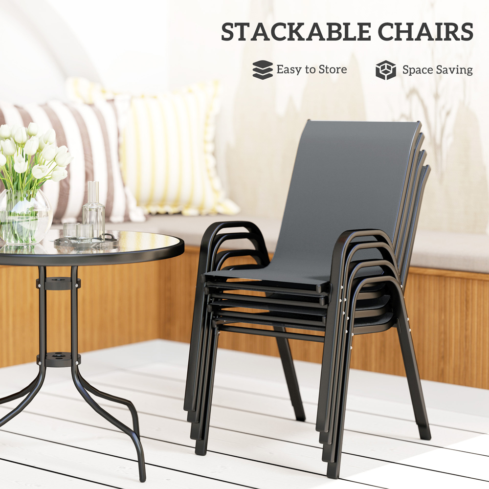 Outsunny 4 Seater Garden Dining Set Grey Image 4