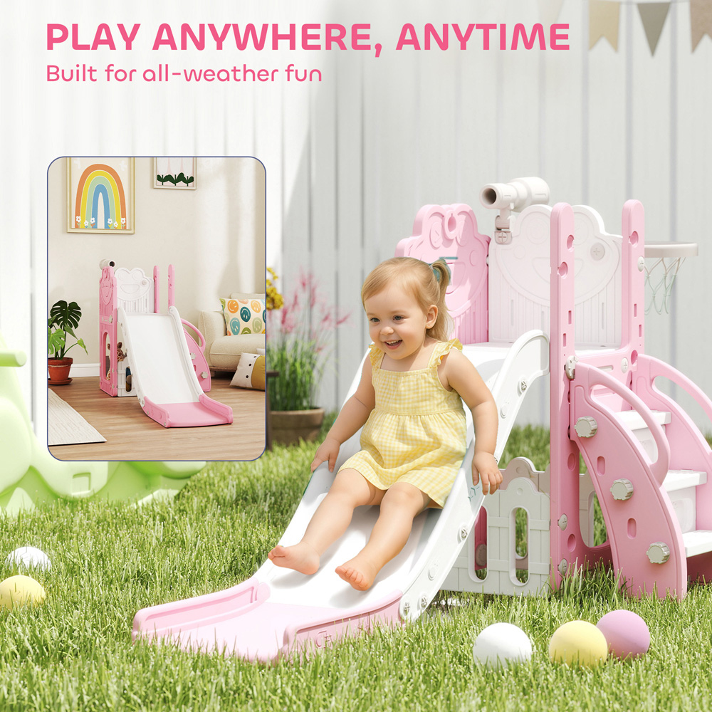 Tommy Toys AIYAPLAY 5-in-1 Pink Frog Toddler Playset with Basketball Hoop and Telescope Image 4