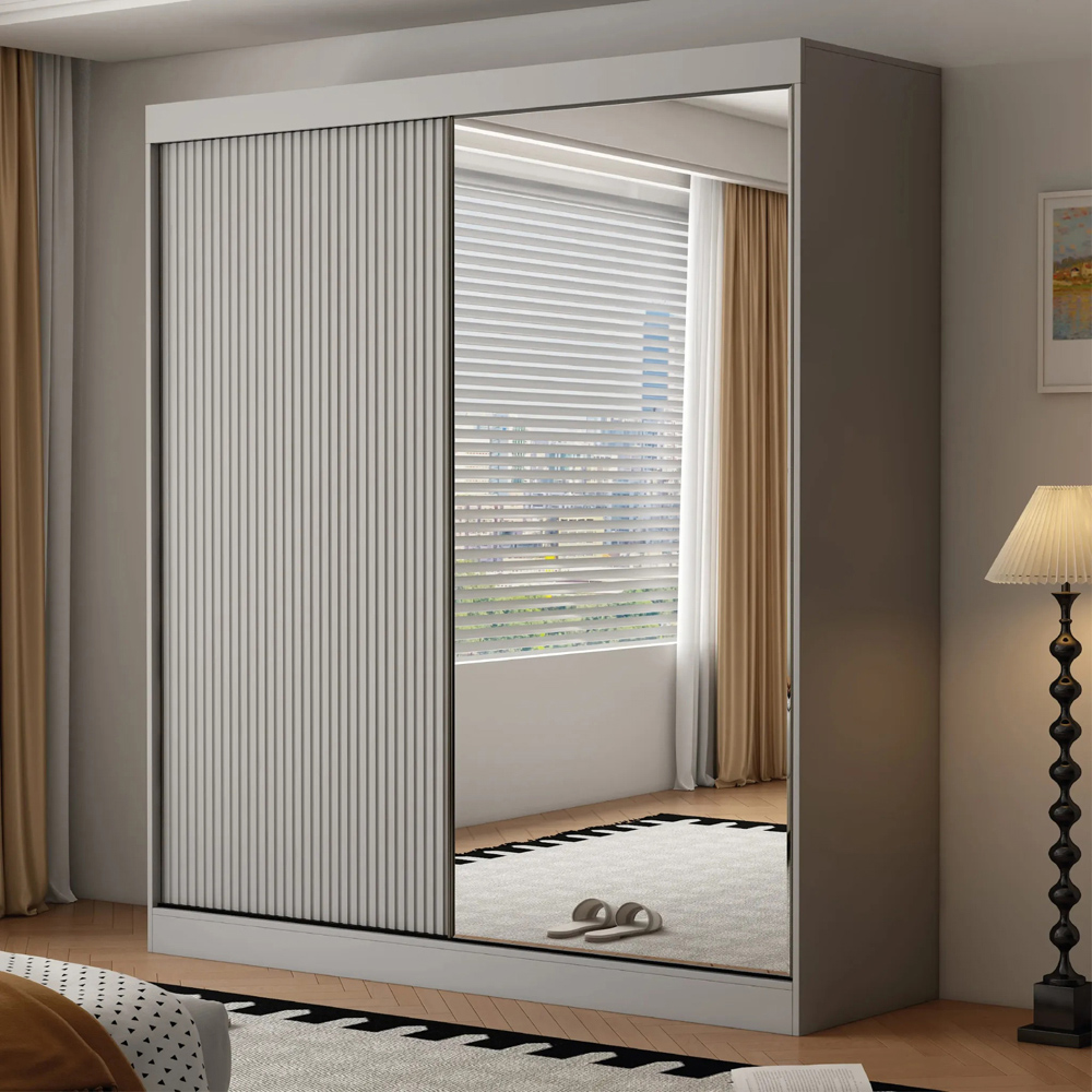 ARTESA Berlin 2 Door Grey Mirrored Sliding Wardrobe Image 1