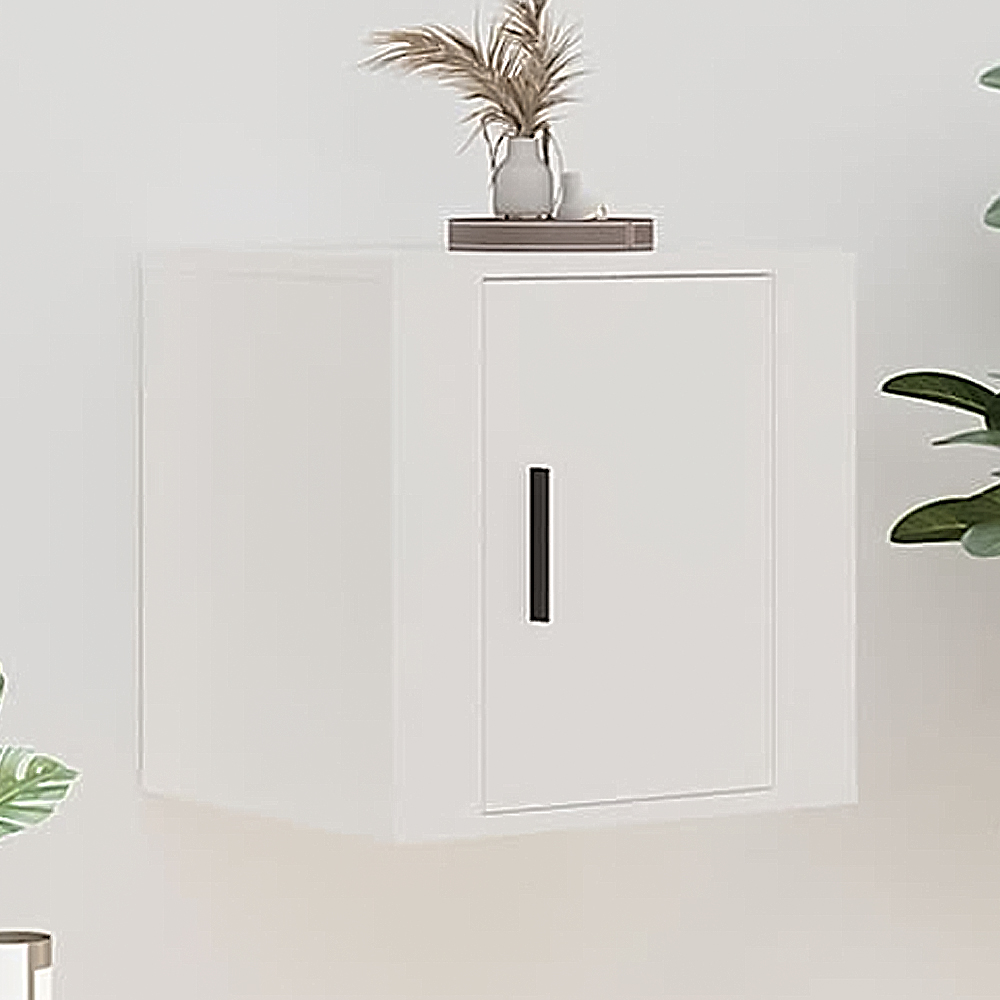 vidaXL Single Door White Wall Mounted TV Cabinet Set of 2 Image 1