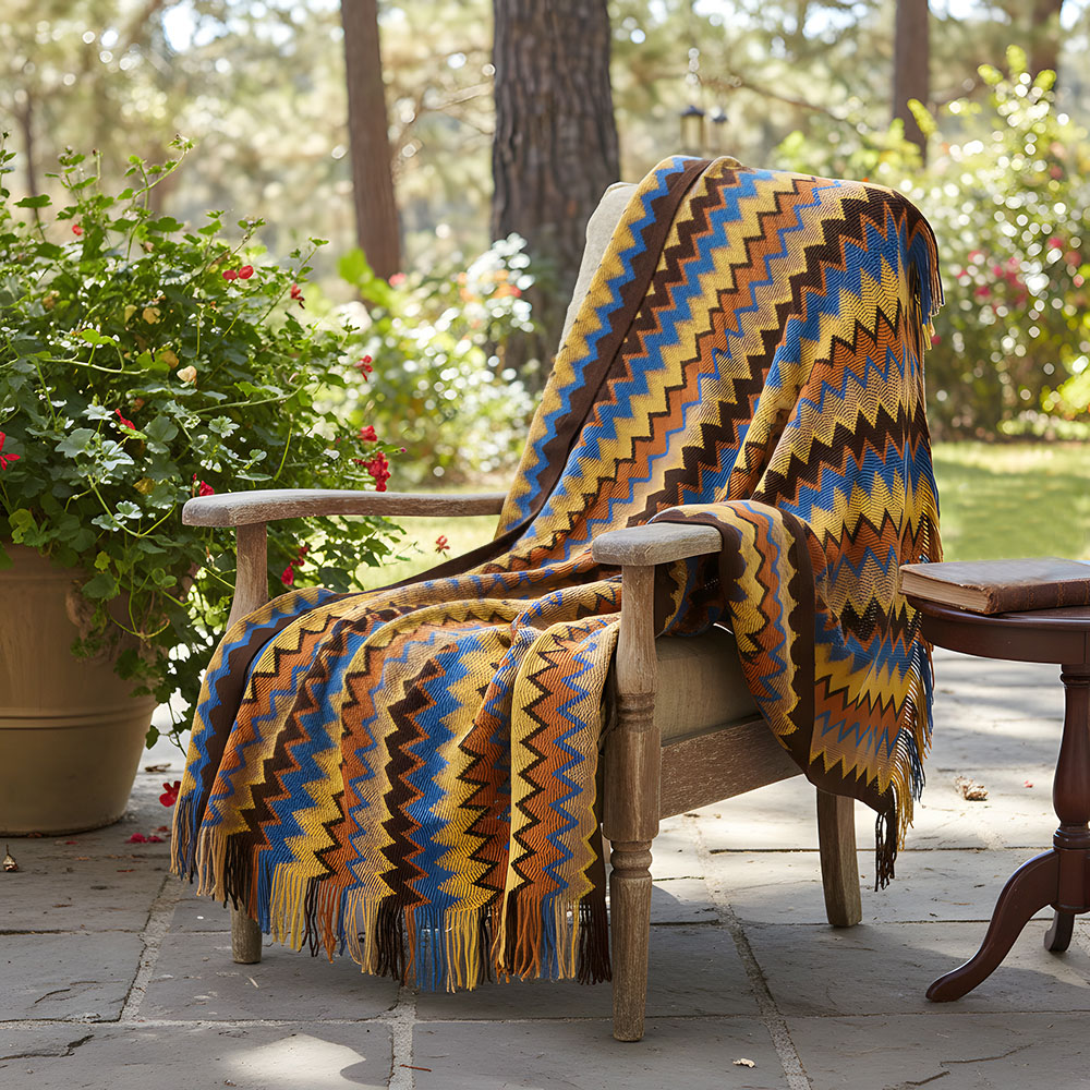 Living and Home Bohemian Brown Wave Sofa Throw Blanket with Tassels 170 x 127cm Image 7