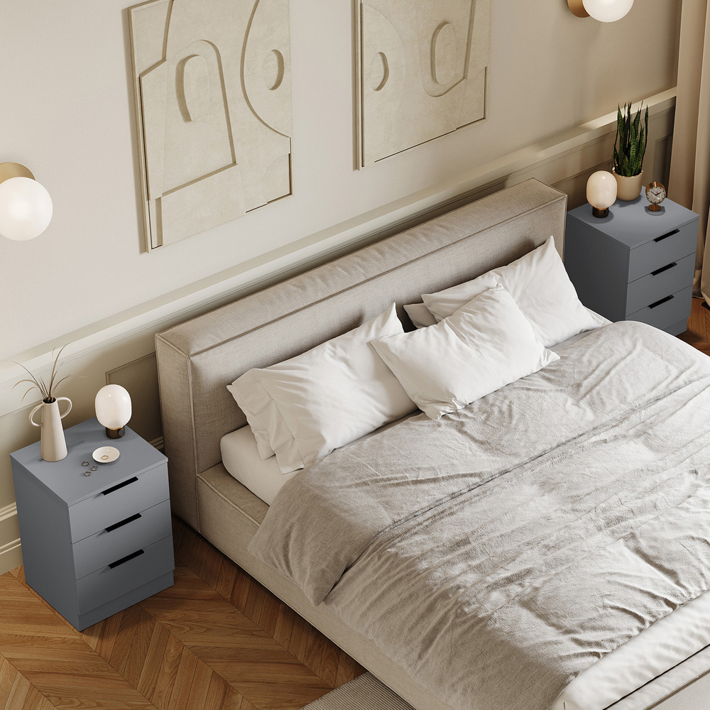 VIDA DESIGNS Trega 3 Drawer Grey Bedside Cabinet Set of 2 Image 4