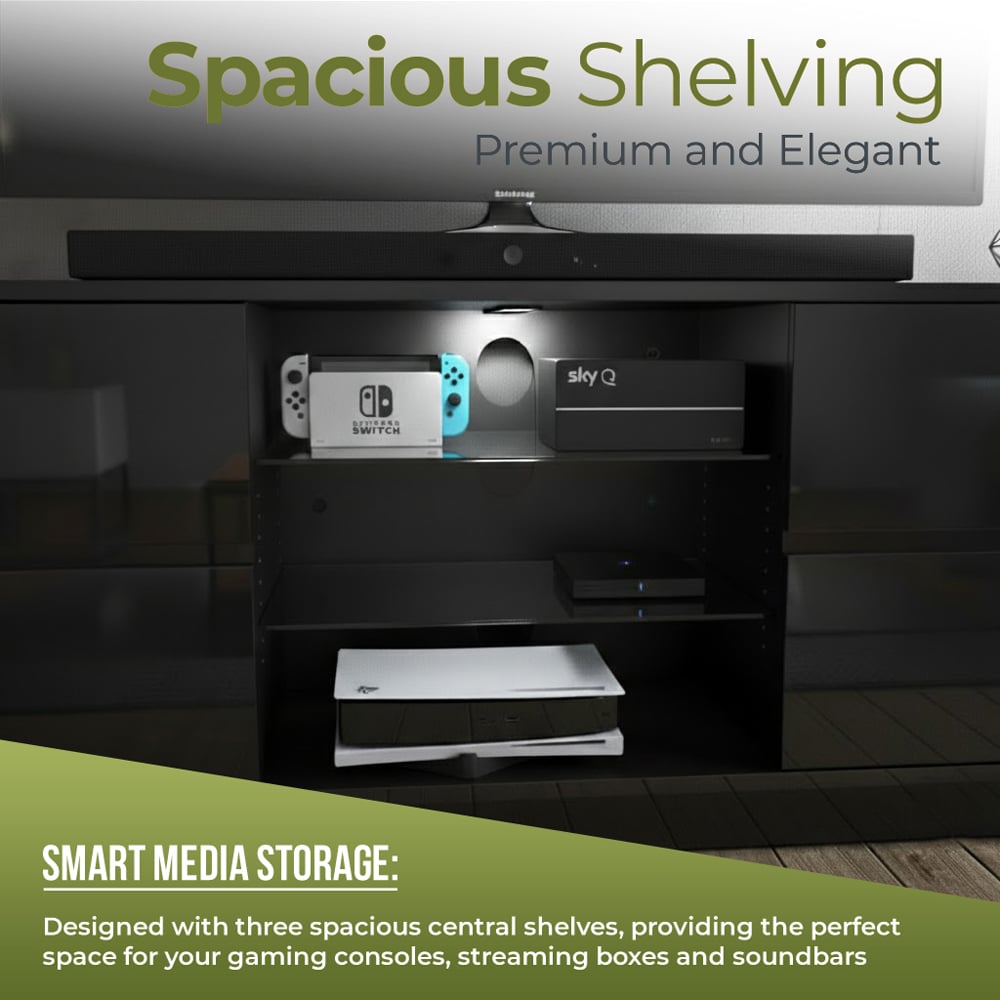 Centurion Supports Avitus 4 Drawer 3 Shelf Premium Gloss Black TV Unit Image 8