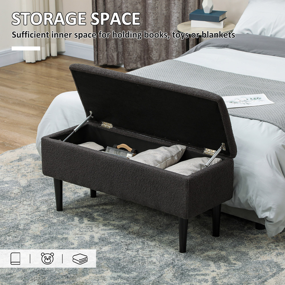 HOMCOM Dark Grey Bed End Ottoman Bench Image 5