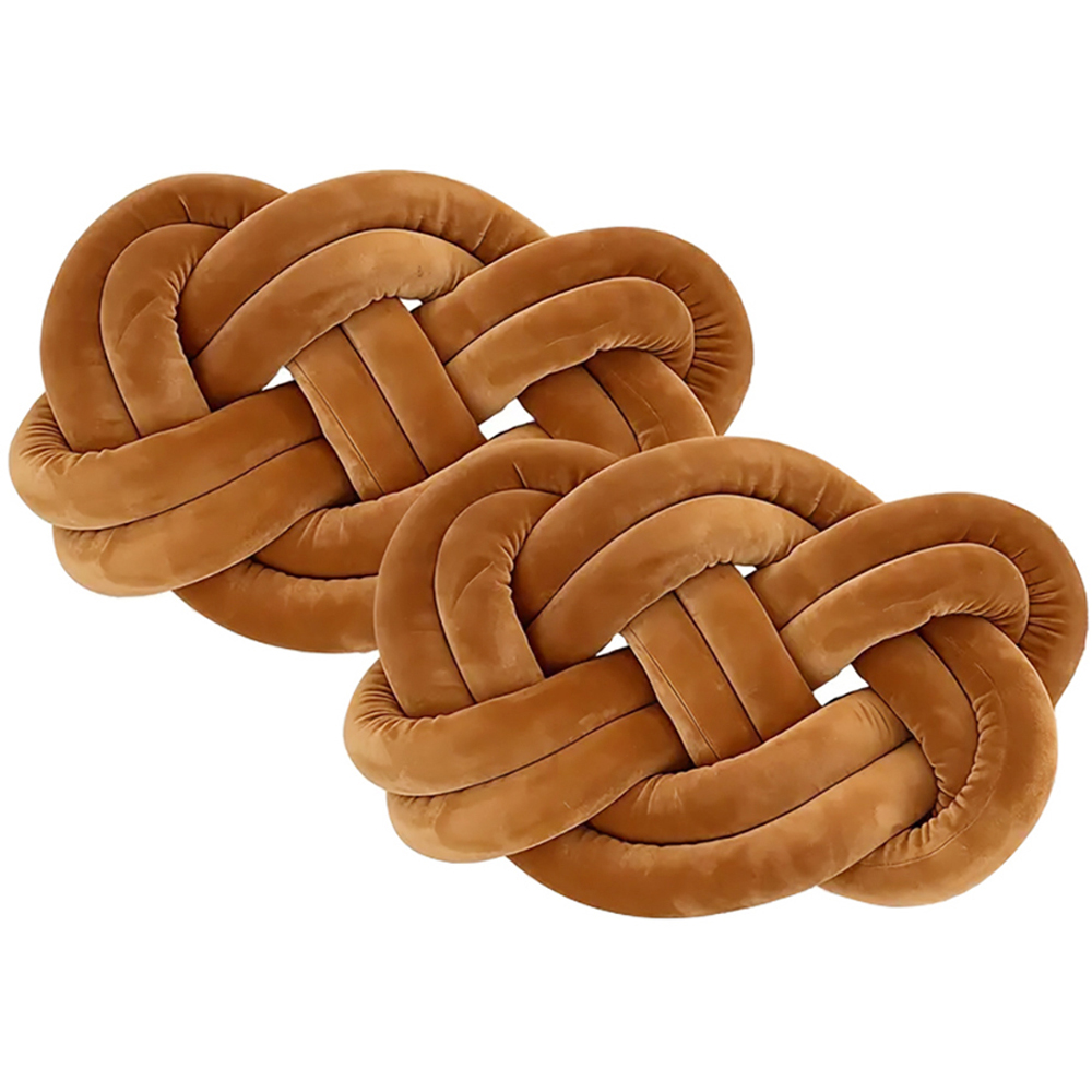 Living and Home Coffee Brown Knotted Sofa Cushion 35 x 45cm 2 Pack Image 1