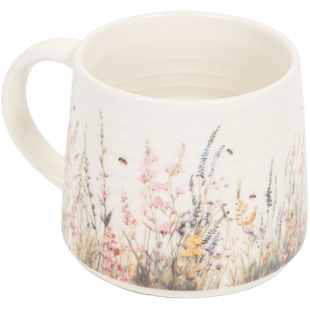 Floral Bees Ribbed Mug Ivory Image 3