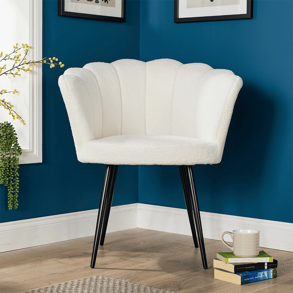 Home Source White Scallop Accent Chair with Black Legs Image 7