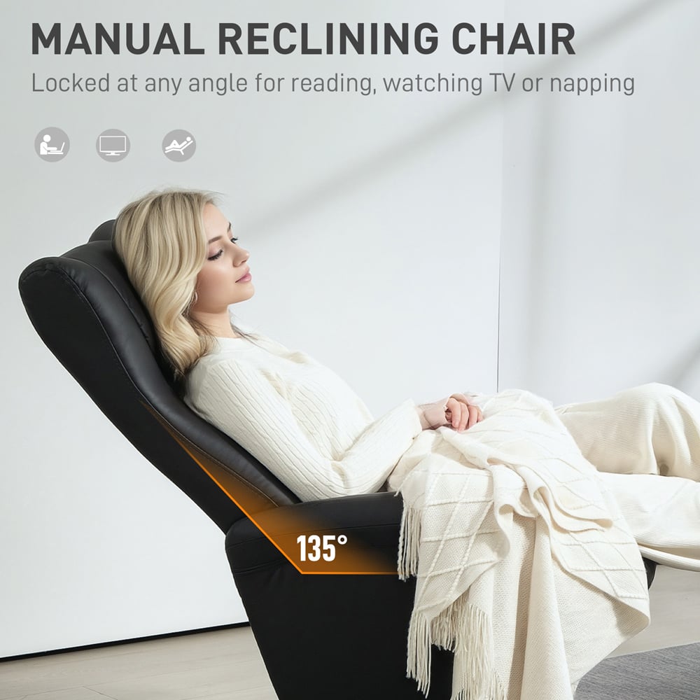 Portland Black Swivel Recliner Chair with Footstool Image 7