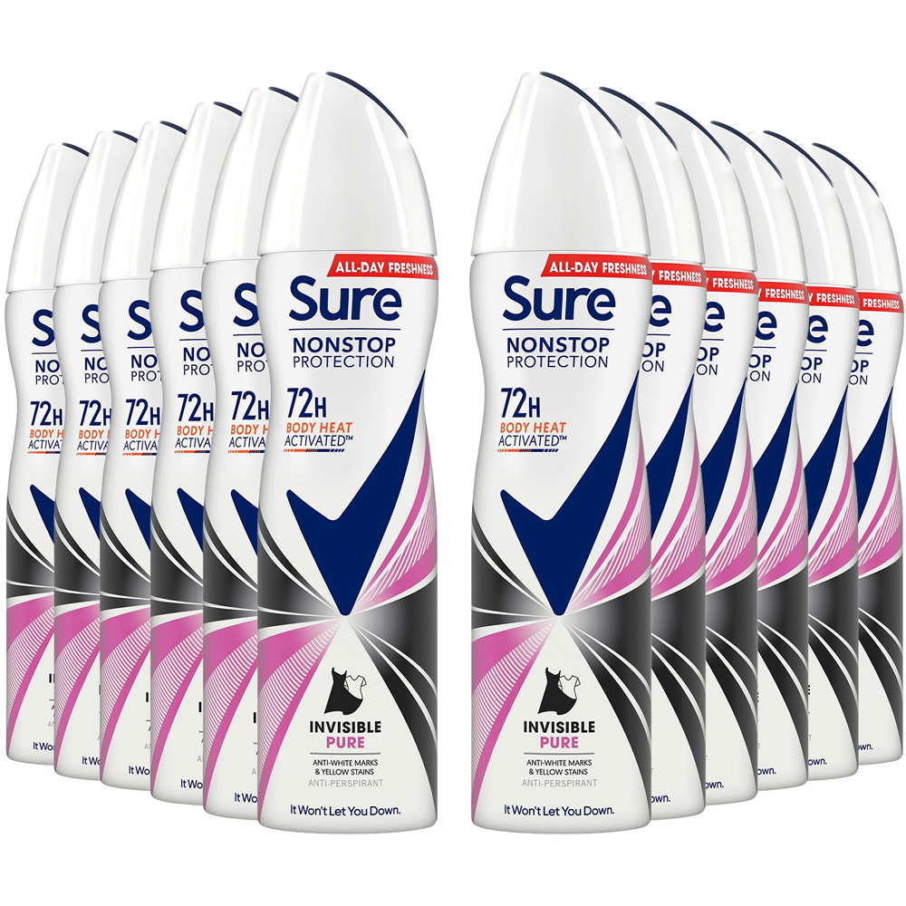 Sure Women Invisible Pure 72H Nonstop Protection Anti-Perspirant Deodorant 150ml 12 Pack Image 1