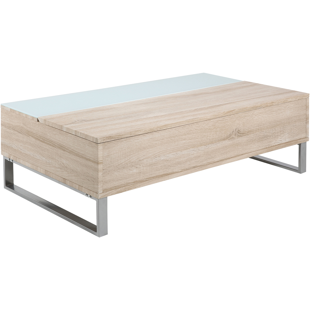 Florence Azalea Single Shelf White and Oak Lift Up Coffee Table Image 3
