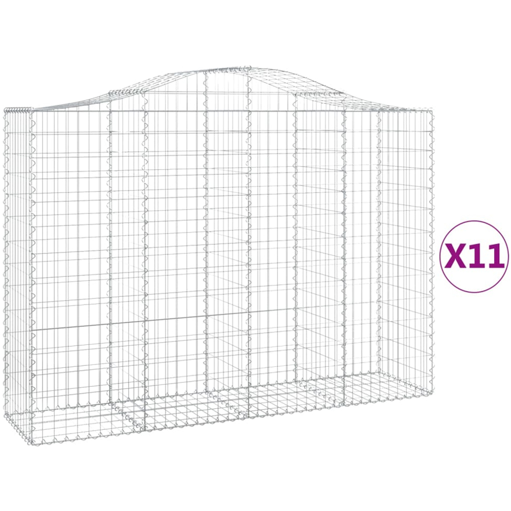 vidaXL Silver Galvanised Iron Arched Gabion Basket 200 x 50 x 140/160cm 11 Pack Image 2