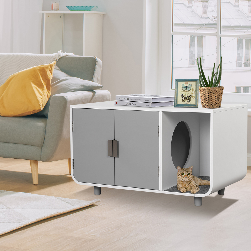 Costway 2 Door Single Shelf Cat Litter Box Enclosure Image 3