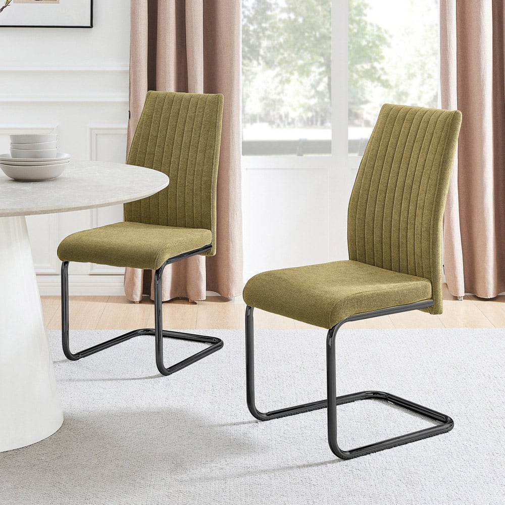 Furniturebox Fontana Set of 2 Sage Green and Black Dining Chair Image 8
