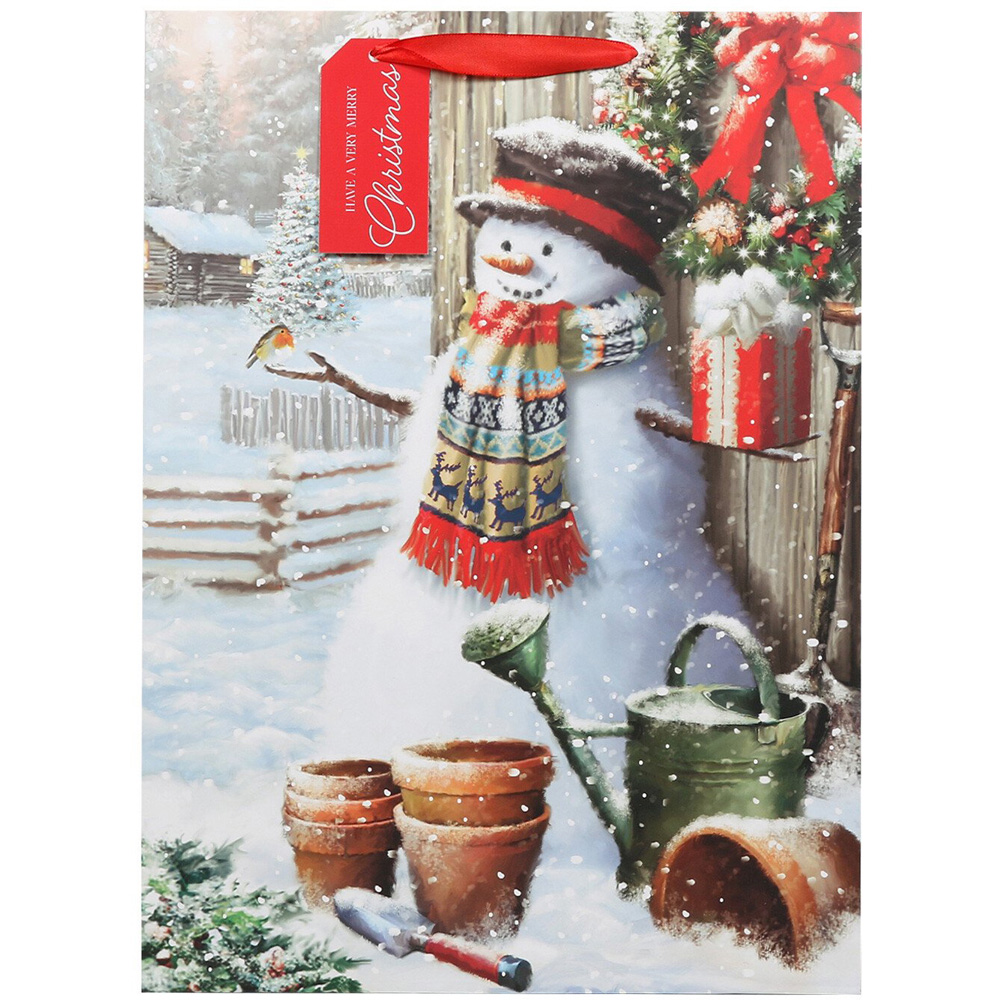 Snowman/Robin Gift Bag - L Image 1