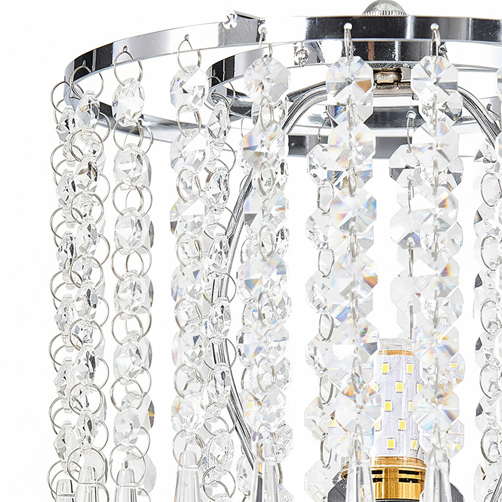 Living and Home E27 Screw Silver Crystal Beaded Shade Table Lamp 45cm Image 6