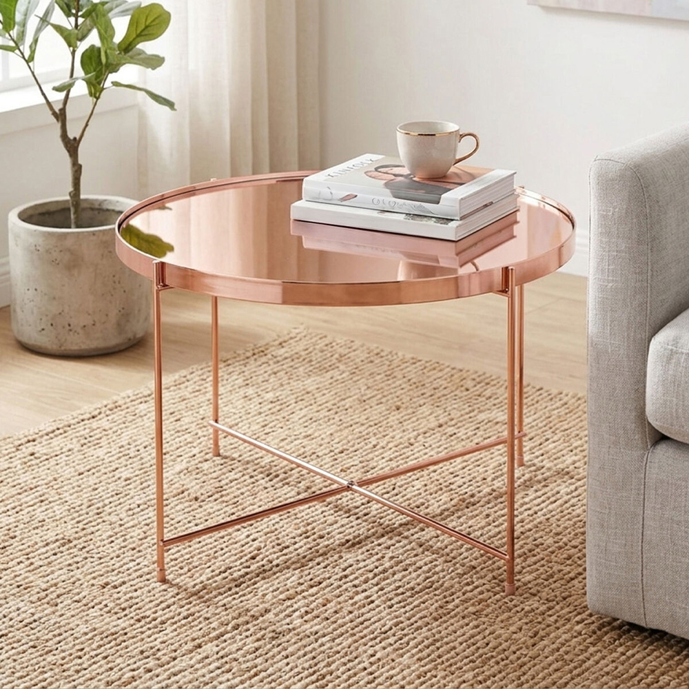 Premier Housewares Allure Pink Large Mirrored Side Table Image 3