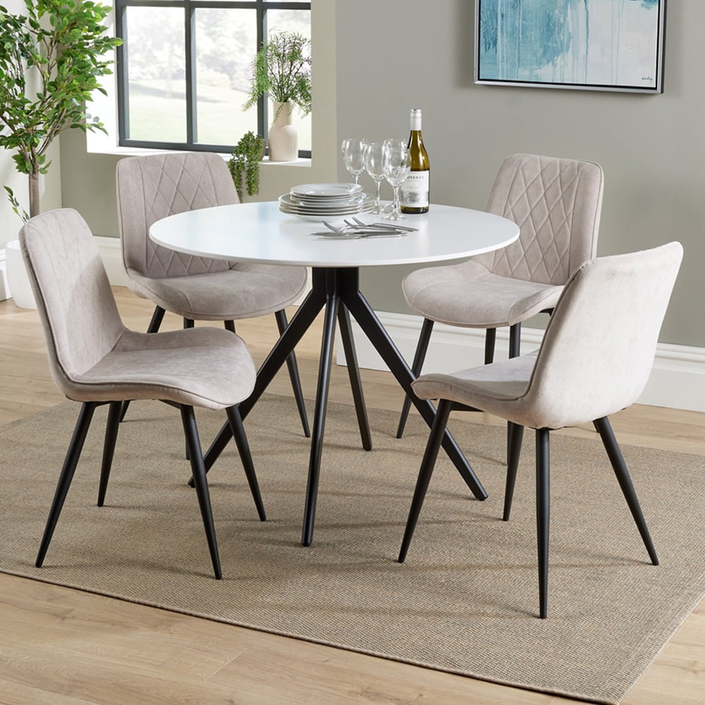 Core Products Aspen 4 Seater Round Dining Set White and Natural Image 1