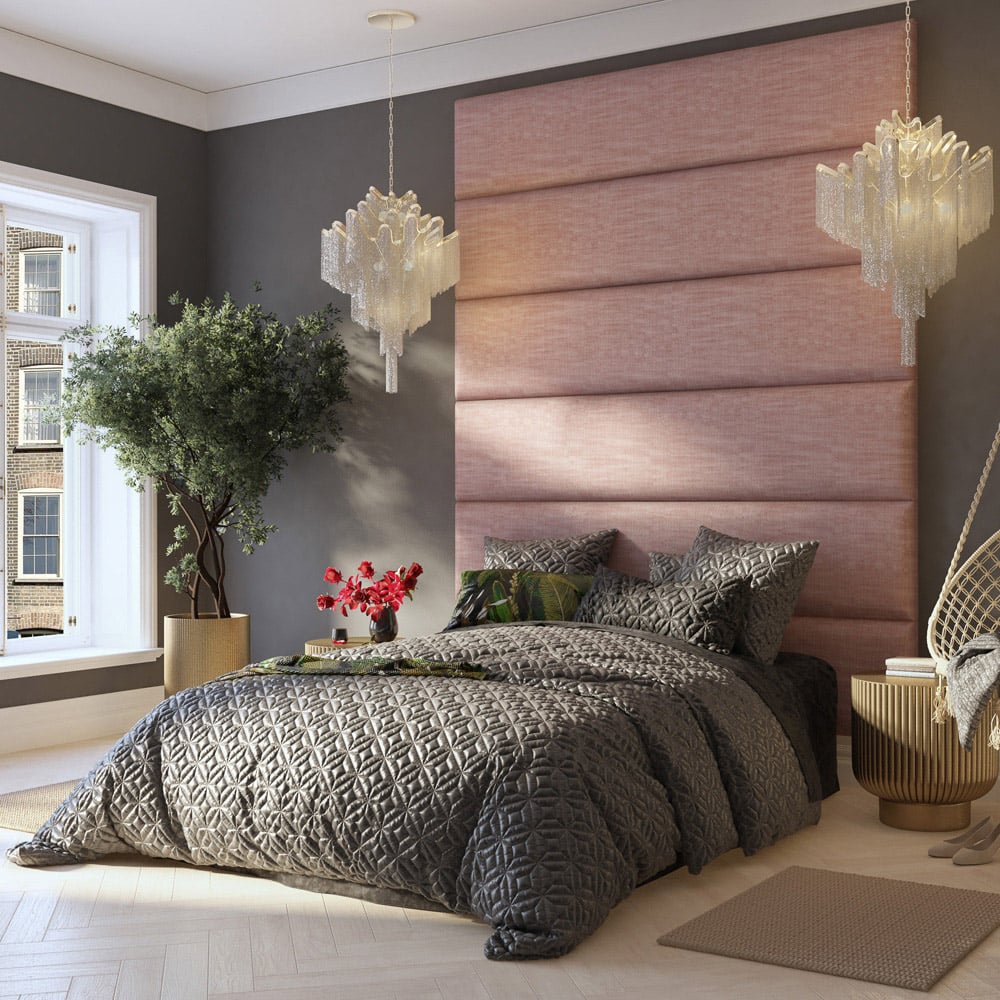 Aspire Furniture Llewelyn-Bowen Luxury Tea Rose Pure Pastel Cotton Wall Mounted Headboard 45cm Image 9
