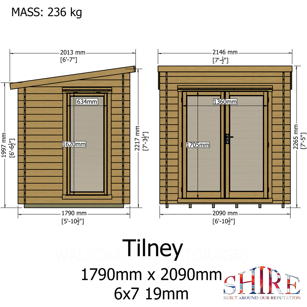 Shire Tilney 6 x 7ft Pent Garden Log Cabin Image 9