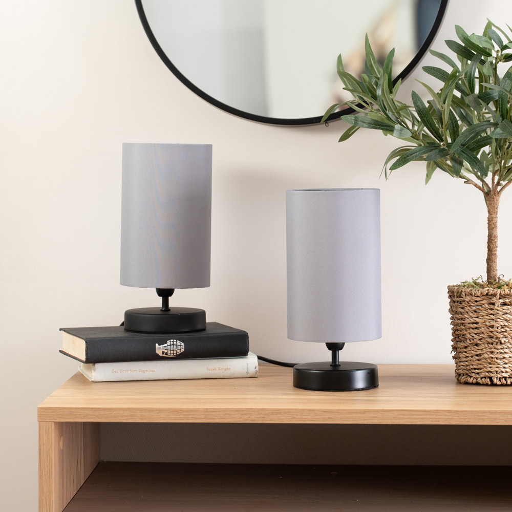 ValueLights Francis 2 Pack Matt Black and Grey Shade Dimmable Touch LED Table Lamp Image 3