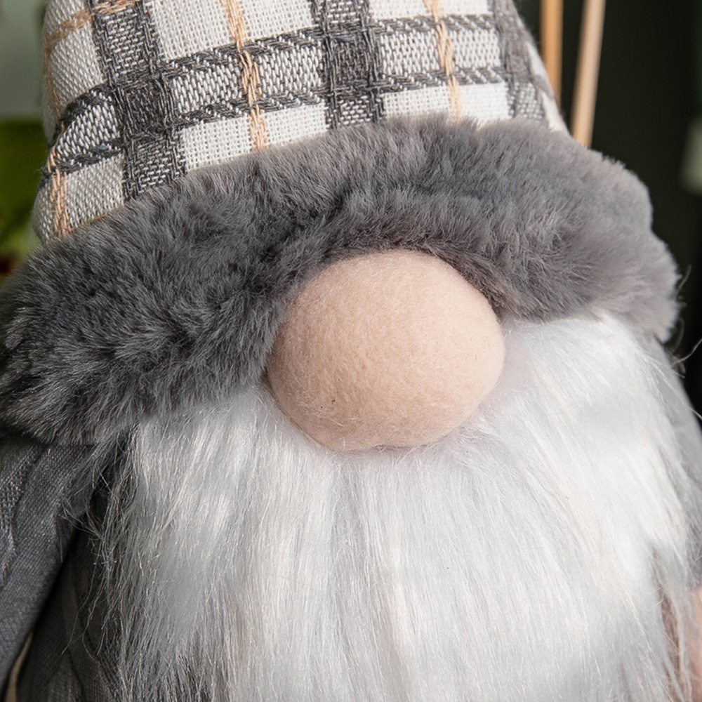 Samuel Alexander Grey Sitting Gonk Christmas Decoration with Tartan Hat 73cm Image 5
