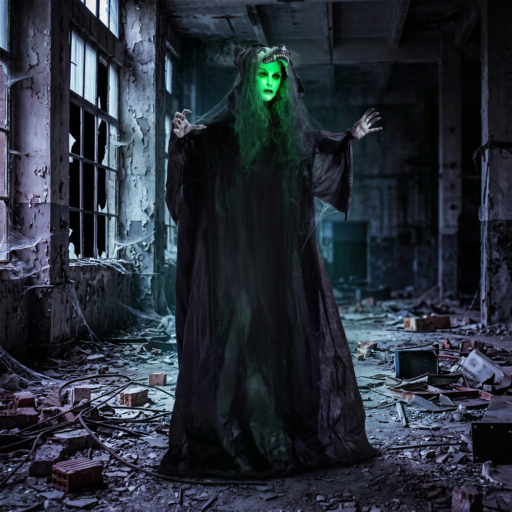 HOMCOM Light Up Animated Pop-Up Ghost with Werewolf Mask Halloween Decoration 5.5ft Image 4