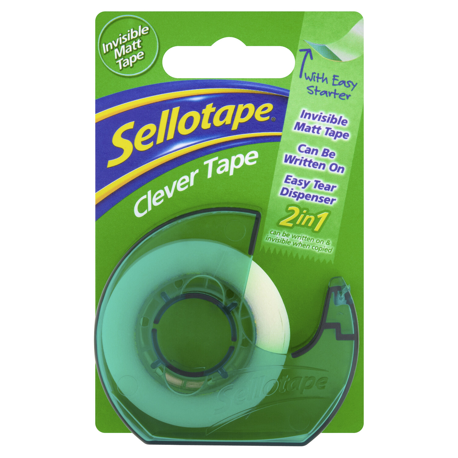 Sellotape Clever Tape with Dispenser - White Image