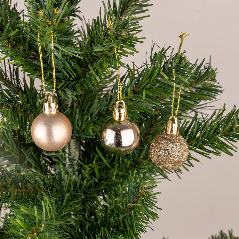 Shatchi Champagne 3cm Gold Shatterproof Christmas Bauble 24 Pack Image 4