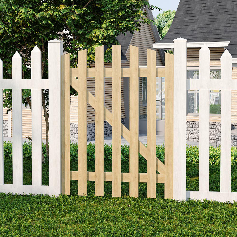 Outdoor Minimalist Nature Wooden Fence Gate, 120 x 90 x 2.5cm Image 2