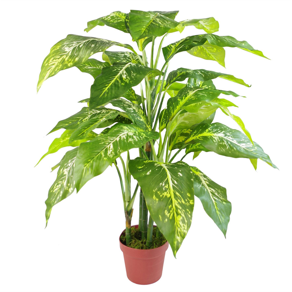 Leaf Fox Aglaonema Artificial Plant Pot with Silver Metal Planter 100cm Image 3