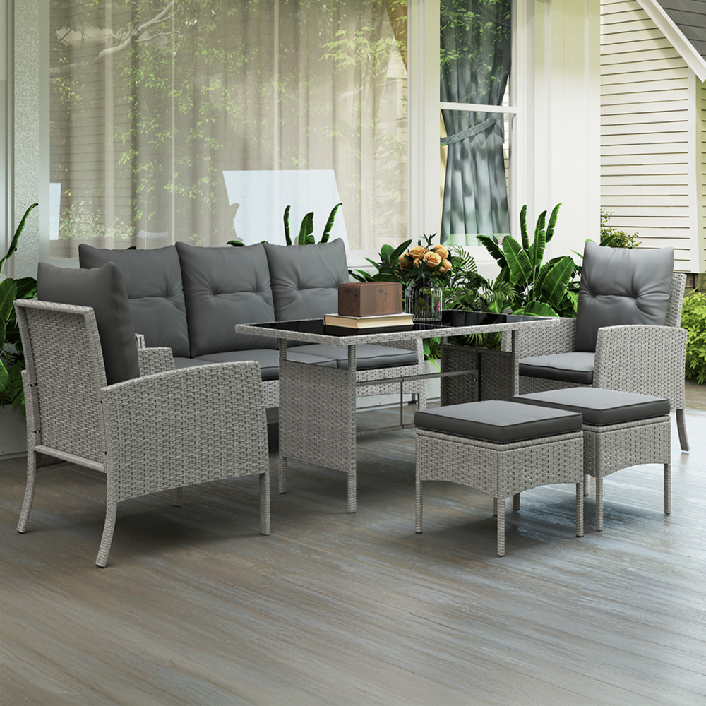 Outsunny 7 Seater Rattan Garden Sofa Set Grey Image 1