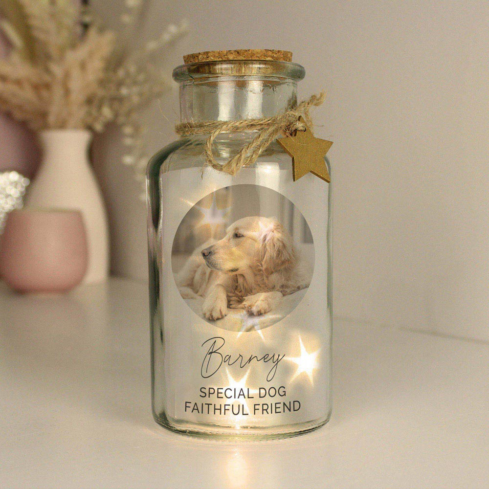 Personalised Memento Personalised Photo Upload LED Glass Jar Image 3